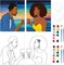 2 Pack Sip and Paint Kits - Afro Couple Pre Drawn Canvas (8x10)